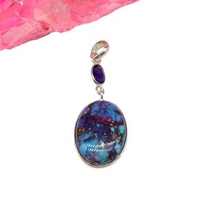 Hand Crafted Azure and Violet Pendant Necklace